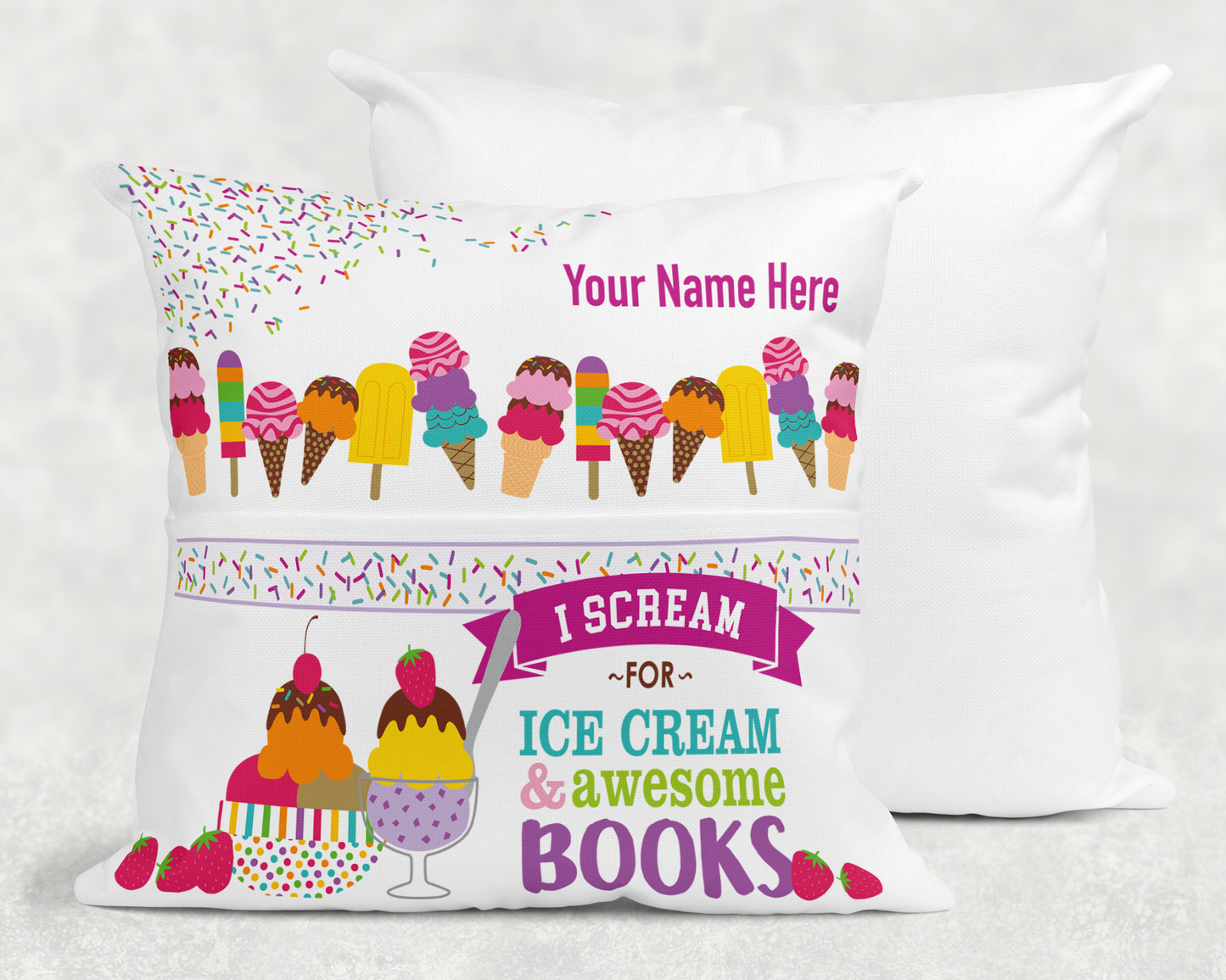Ice Cream Book Pillow